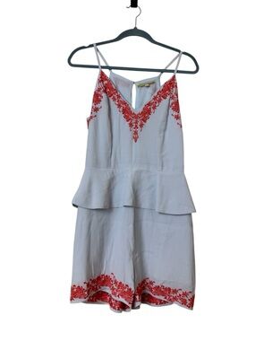 Gianni Bini Maxine Romper Peplum Embroidered Sleeveless Blue Size S